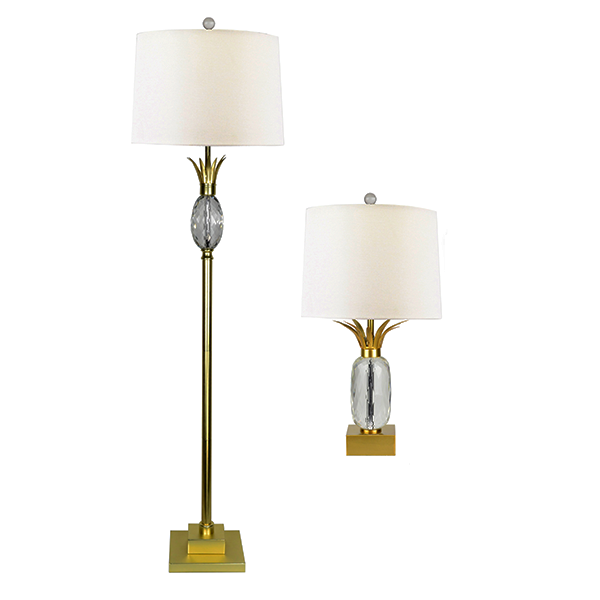 Acheter une lampe mère combinée de table et de sol en cristal d'ananas en métal à prix réduit