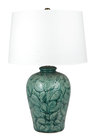 green leaf ceramic bedside lamp